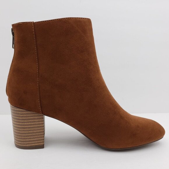 JustFab Grace Womens Size 10 Cognac Brown Booties - Picture 3 of 11